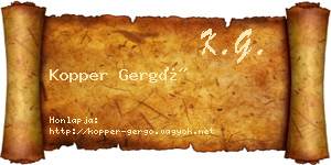 Kopper Gergő névjegykártya